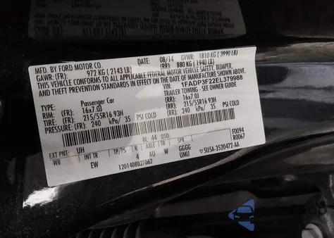 2014 Ford Focus Se из США, поврежденный, VIN 1FADP3F22EL379988